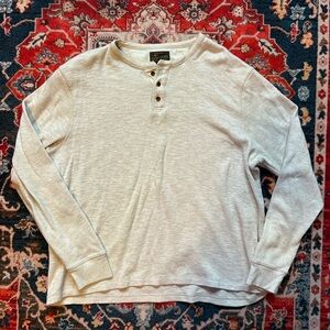 Lucky Brand Off-White Henley with Brown Buttons